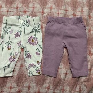 Floral and Purple Baby Leggings Set